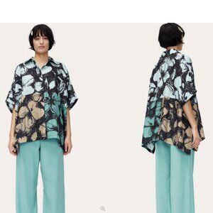 Stine Goya Womens Luna Shirt S Oversized Floral Colorblock Recycled Blend Top
